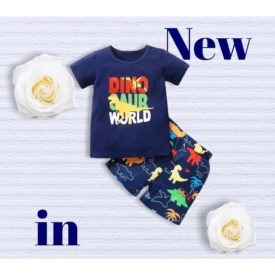 setelan baju bayi anak motif dinosaur world arkan size 1-5 tahun bahan katun lembut nyaman dipakai terlaris best quality/ setelan baju bayi anak laki laki/ setelan baju bayi anak cowo/ setelan baju bayi anak cewe/ setelan baju bayi anak laki-laki