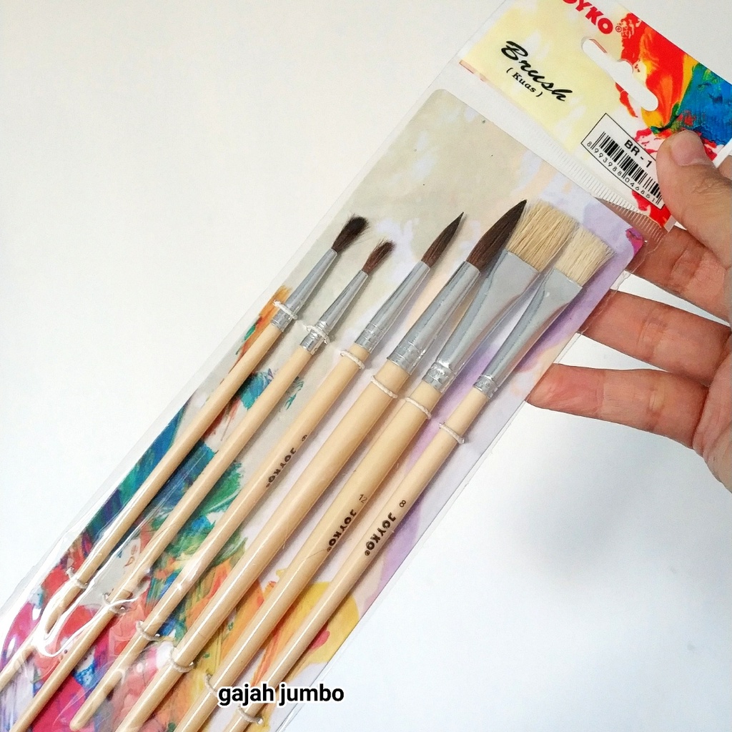 

Kuas Lukis Cat Air Acrylic Minyak Poster Joyko Set Mix Size Ukuran