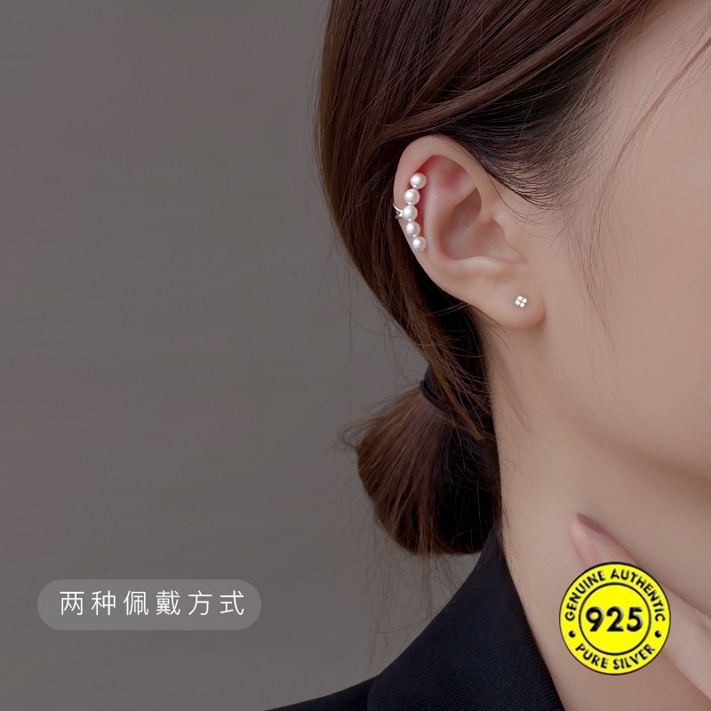 Anting Tusuk Sterling Silver 925 Tanpa Tindik Dengan Mutiara Untuk Wanita