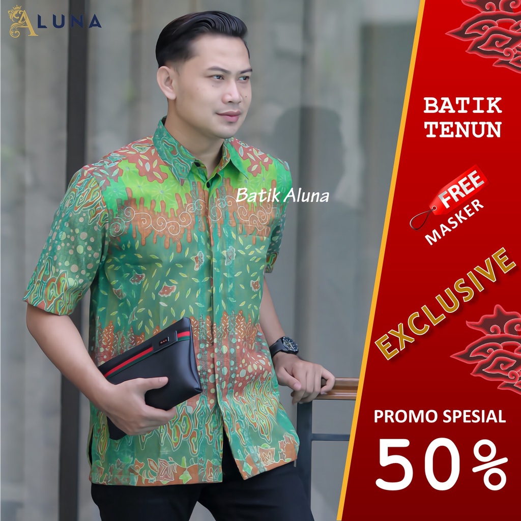 Batik Pria Lengan Pendek Premium BATIK TENUN HRB026 motif EXCLUSIVE Kode FPT 003 S M L XL XXL XXXL