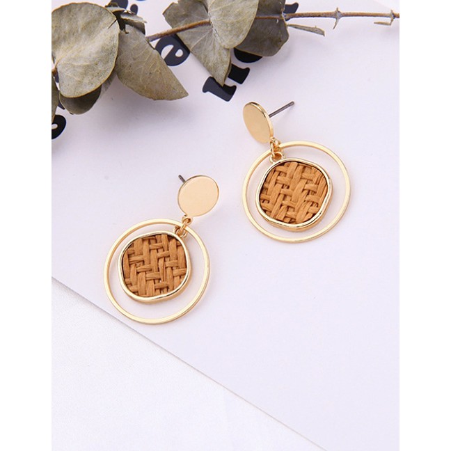 LRC Anting Tusuk Fashion Cane Grass Geometric Circle Earrings D09031