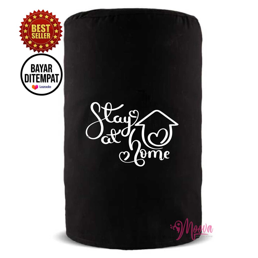 Cover Galon/Sarung Galon/Tutup Galon Motif Stay At Home Hitam Sablon Keren