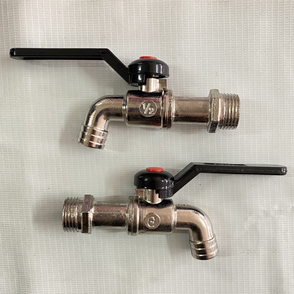 Kran Bola Gagang Hitam Nekel/Kran Besi Gagang Hitam - merek GHC, 1/2 inch