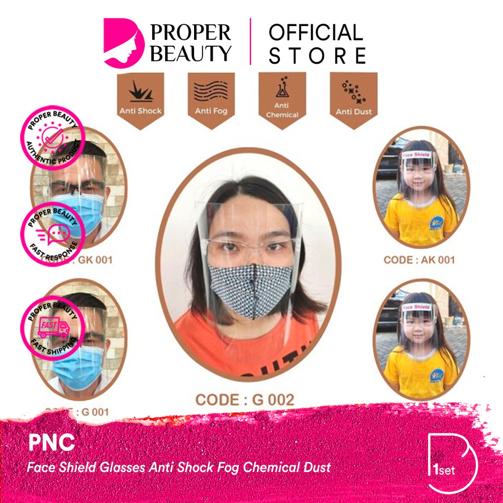 PNC Face Shield Glasses Anti Shock Fog Chemical Dust Indonesia / Pelindung Wajah Kacamata Paul Lorna