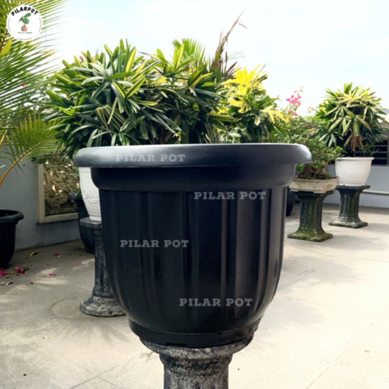 pot bunga tanaman plastik hitam 60cm - JUMBO 60 HITAM