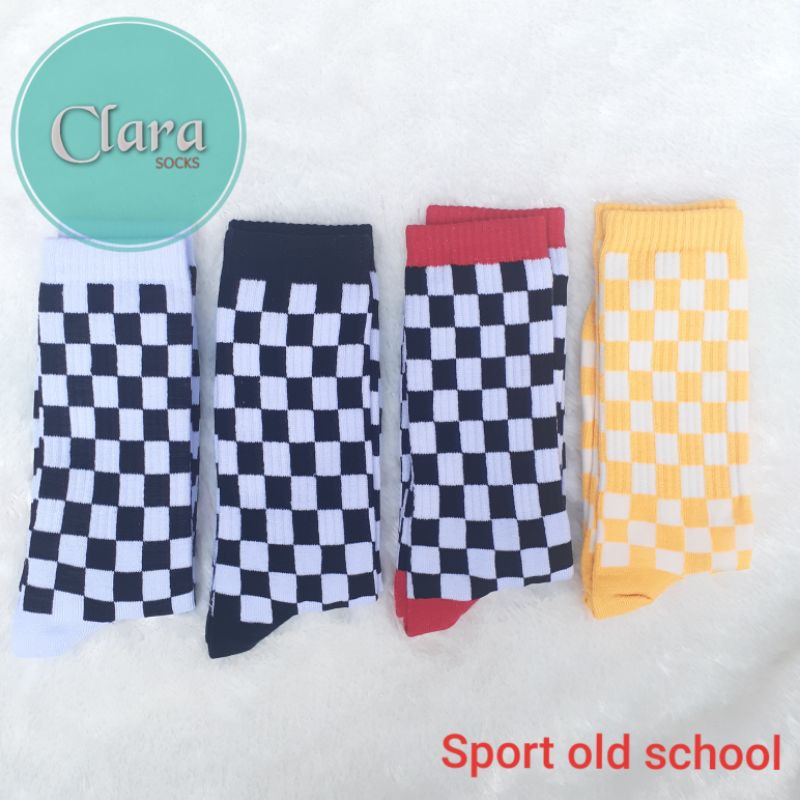 KAOS KAKI OLD SCHOOL CATUR / KAOS KAKI SKATE MOTIF CATUR / KAOS KAKI SPORT PANJANG