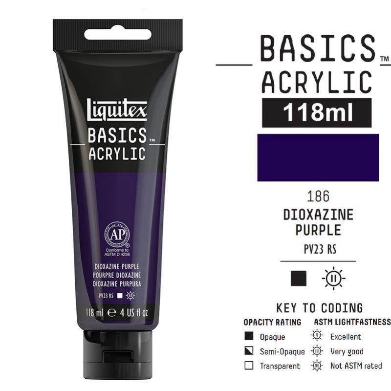 

LIQUITEX BASICS ACRYLIC COLOUR 118 ML DIOXAZINE PURPLE