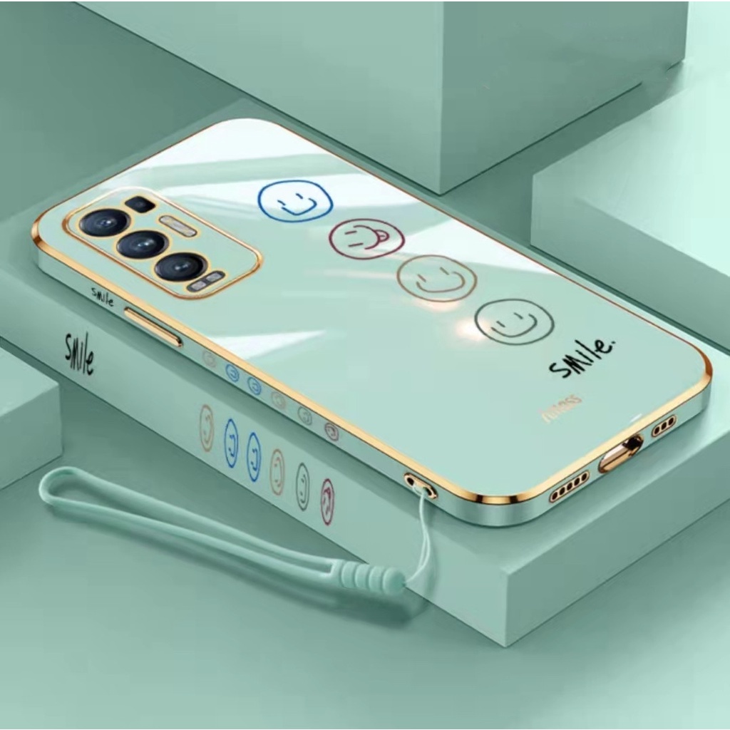 Smiley Face Case For VIVO Y20i Y12S Y50 Y30 Y11 Y19 S1 PRO Y93 Y91C Y12 Y15 Y17 Y20S Y20 Y30i Luxury Cartoon Soft electroplate Lanyard cover couple