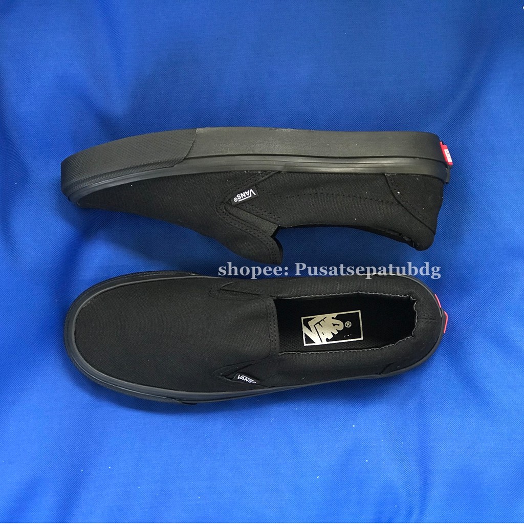 VANS SLIP ON ALL BLACK FULL HITAM