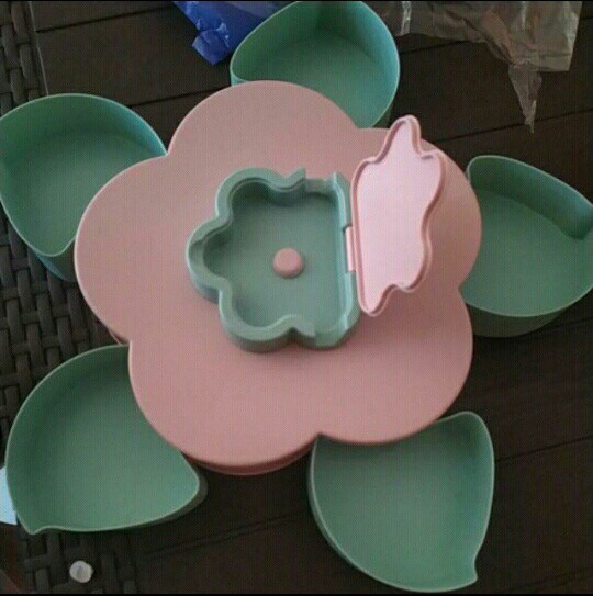 Toples Bunga Putar / Candy Gift Box Tempat Kue,snack,candy Unik 2 Susun Toples Kue Lebaran - Pink