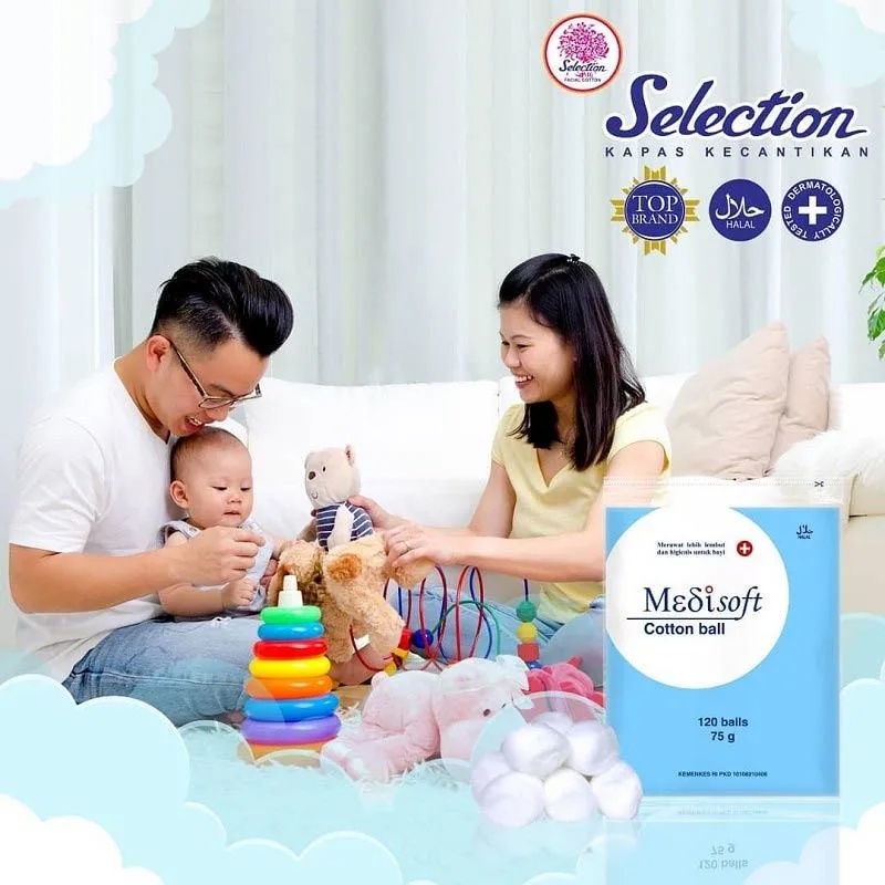 Kapas MEDISOFT Kapas Bulat  Selection Bayi Cotton Ball Bola