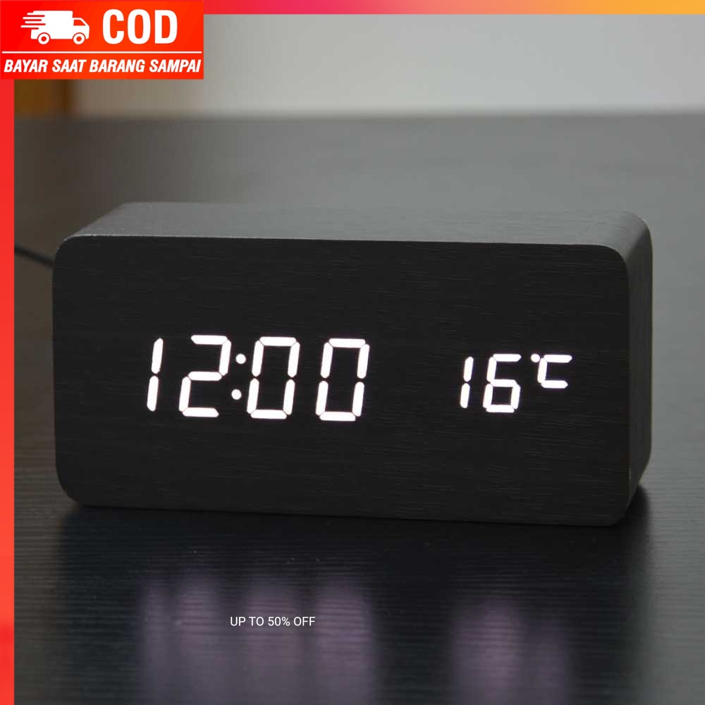 (100% BARANG ORI) Jam Alarm LED Wood