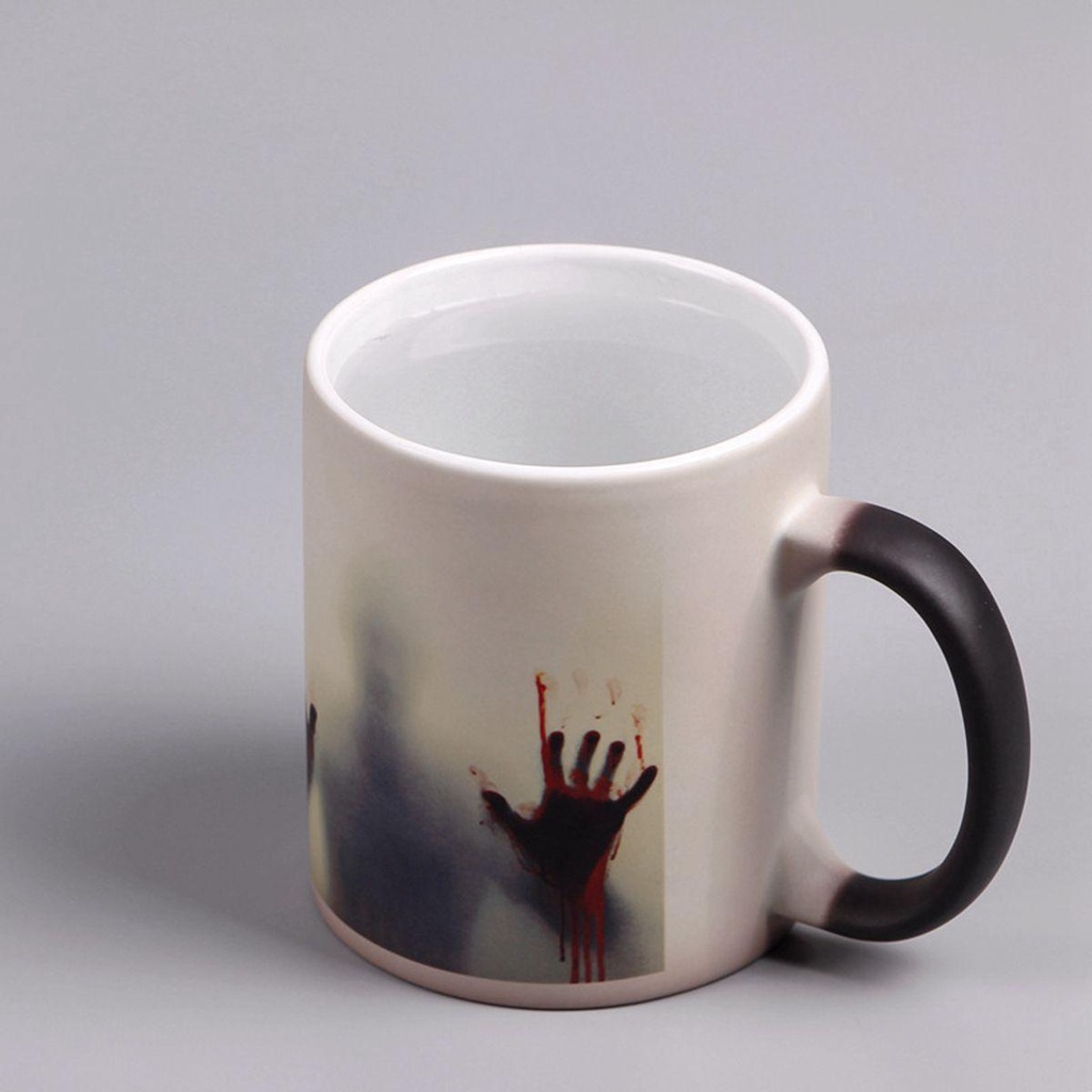 [Elegan] Mug Kopi Zombie Keramik Dekorasi Halloween Kreatif Sensitif Panas Berubah Warna Peralatan Minum