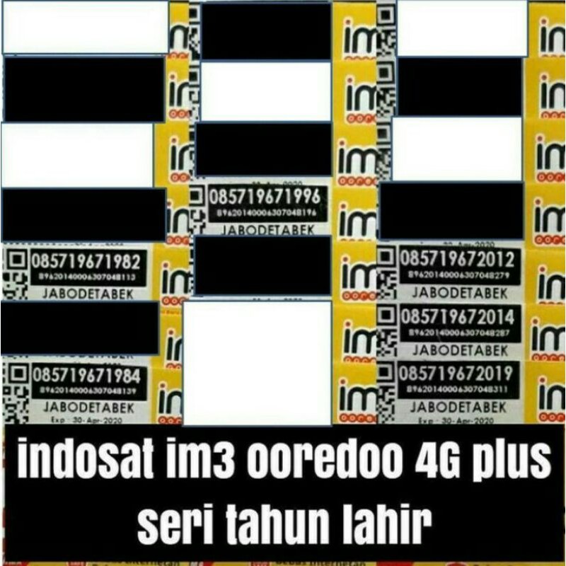 No Cantik Kartu Perdana Im3 Ooredo 4G Indosat Seri Tahun Kelahiran - Im3