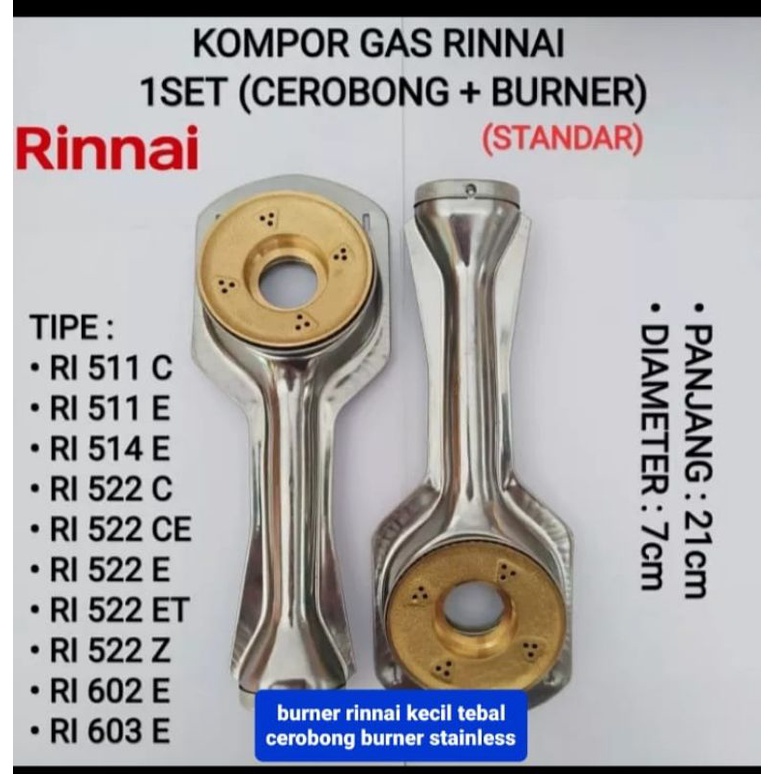 jual 1 set cerobong, Burner dan Burner ring kompor gas rinnai, Miyako