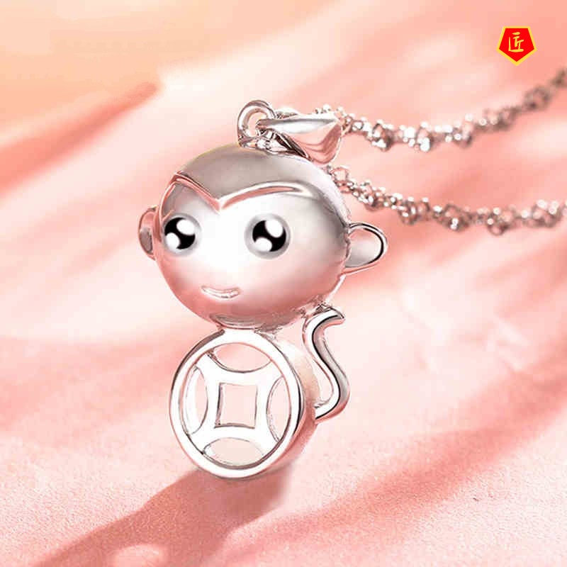 [Ready Stock]Zodiac Female Fortune Monkey Pendant Necklace