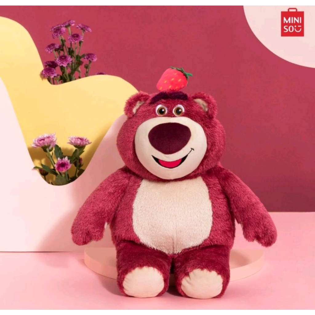 Miniso X Story Pink Strawberry Lotso Series Collection Topi Boneka Tas Tote Bag