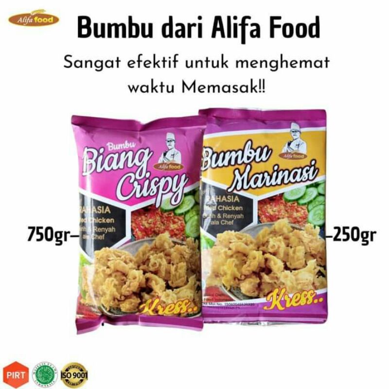 

Paket medium bumbu biangku dan marinasi medium isi tepung biangku 750 gr dan marinasi 250 gr
