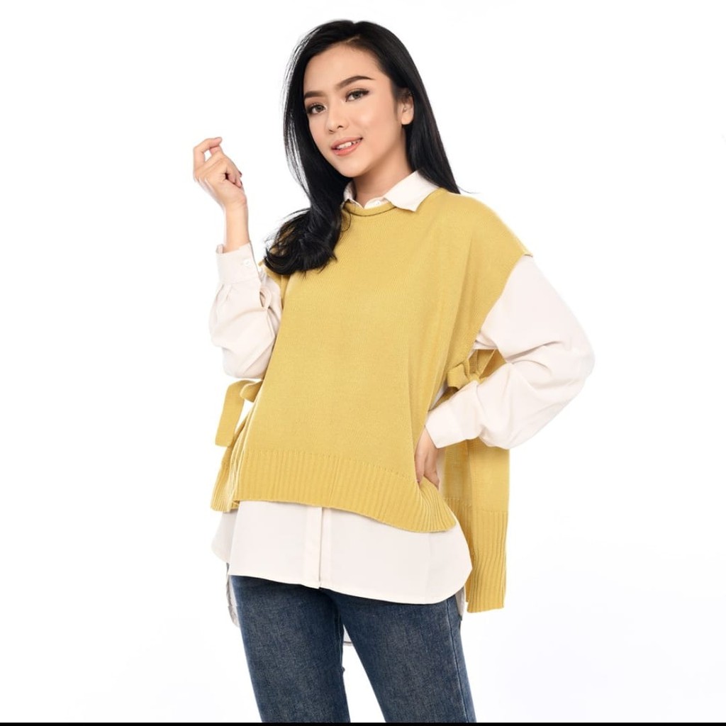 LILI VEST ROMPI TALI RAJUT KOREA WANITA OUTER KNIT KEKINIAN TERBARU