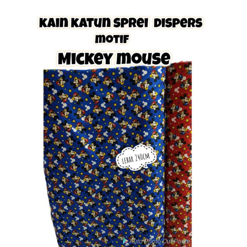 Bahan kain katun seprei sprei gorden gordyn dispers halus motif mickey mouse/kain sprei murah