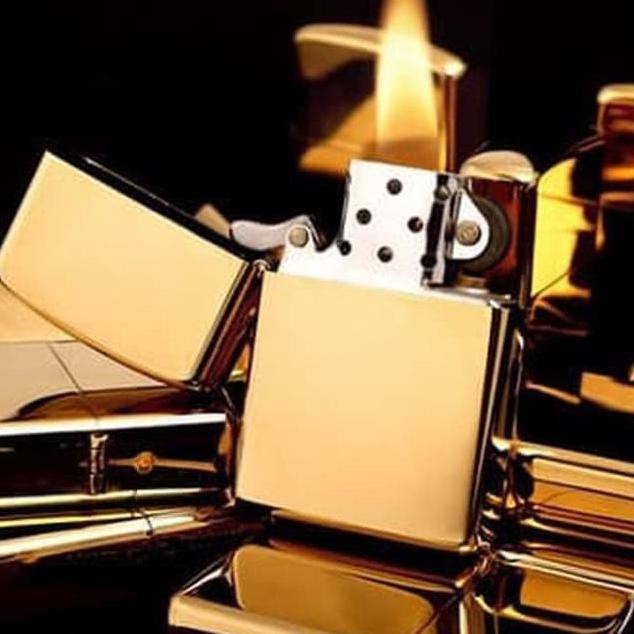 ╙PREMIUM Murah Korek Api Minyak Tanah Model Zippo Classic Minimalis - Emas ..,,.,,.,