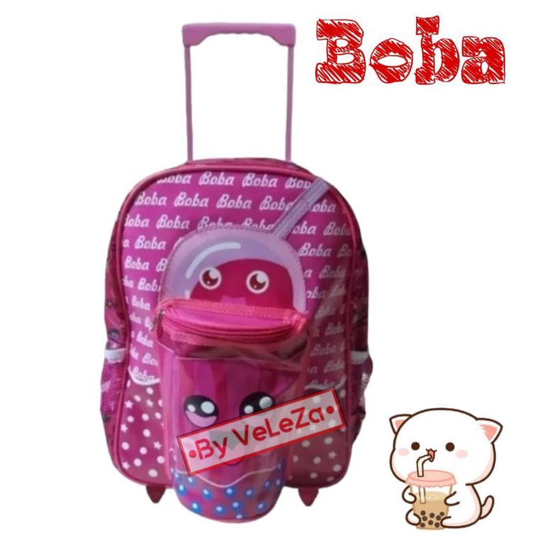 Tas ransel troli anak karakter boba - tas anak - tas troli