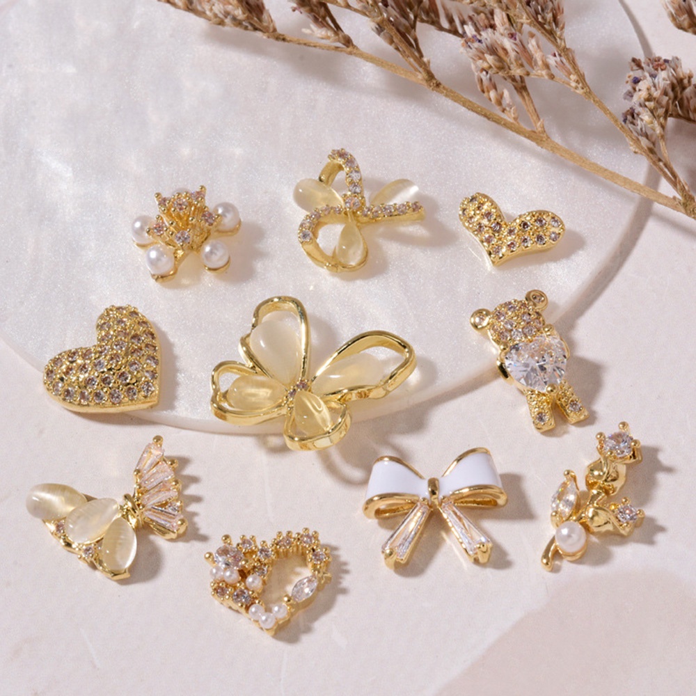 Mxbeauty Ornamen Kupu-Kupu / Hati / Mata Kucing / Pita 3d Hias Zircon Berlian Imitasi Dekorasi Nail Art / Manicure Diy