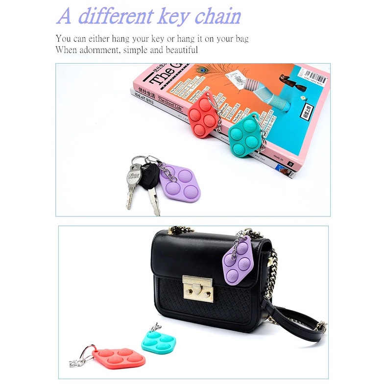 Gantungan kunci pop it fidget push Pop Its Push bubble stress kids pop it murah popit mainan anak rainbow POP IT MURAH POP IT JUMBO POP IT