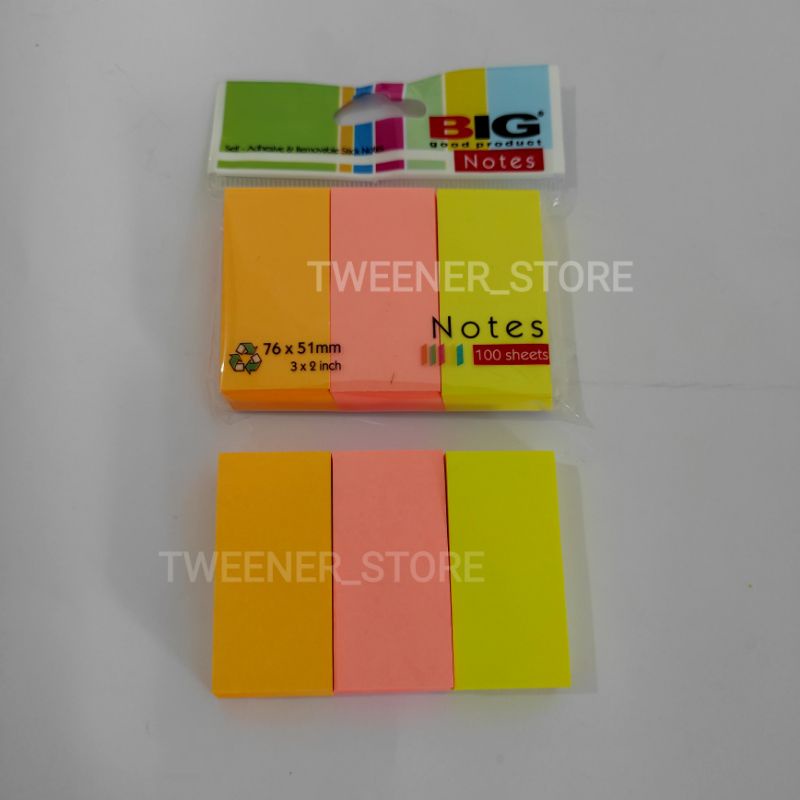 

BIG Stick Notes Pembatas Buku Kertas | 76x51mm (3x2inch) | 3 cut