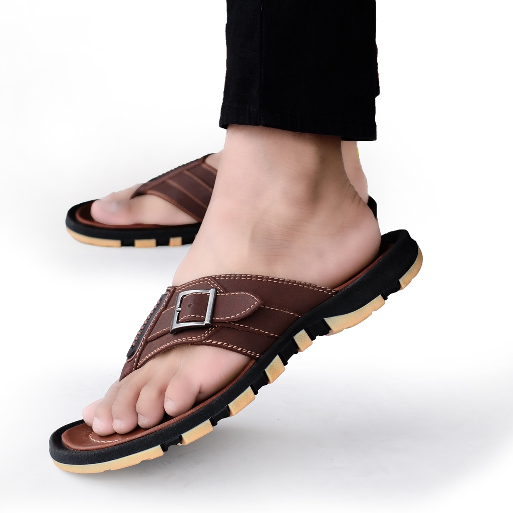 sandal pria keren kekinian davis fashion slop original sandal pria casual slop pria 100% original kasual model 002