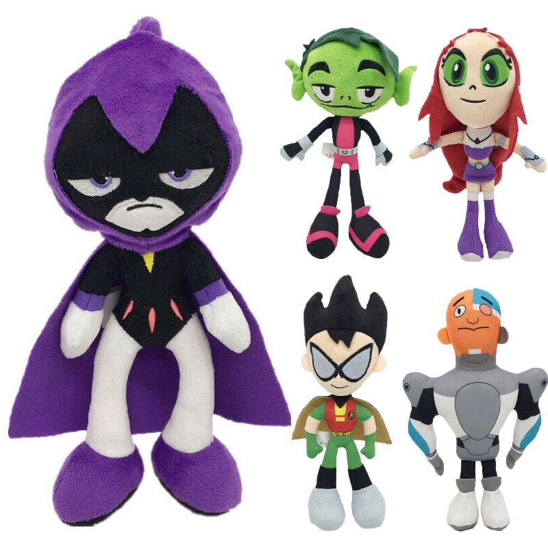 25cm Teen Titans Go Robin Boneka Cartoon Robin Cyborg Beast Boy Raven Starfire Plush Toy Mainan