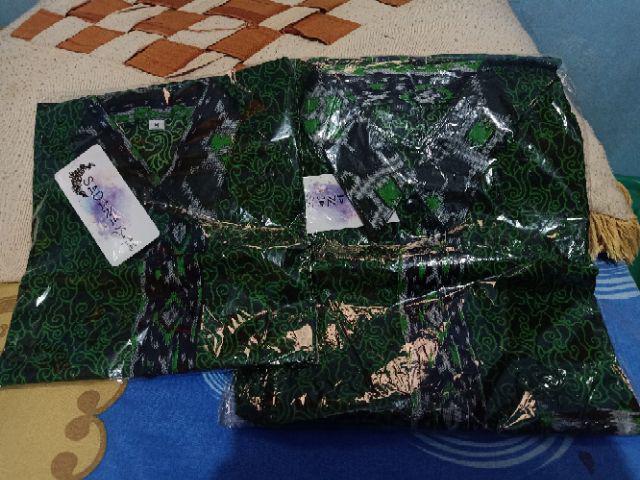 Sadana - Batik Anak Kemeja Mega Mendung Biru, Merah, Dan Hijau Botol
