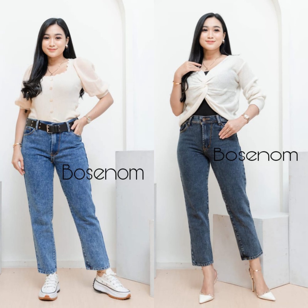 New!! Celana boyfriend jeans wanita snow blue snow black ala korea murah jeans cewek import  kekinian