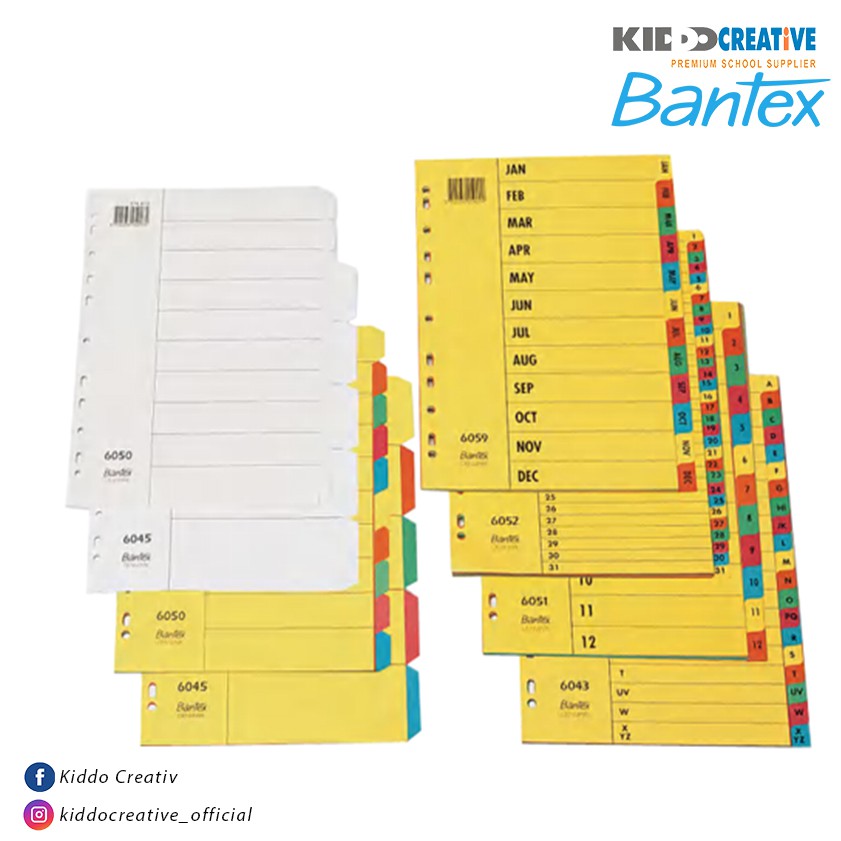 

Bantex Cardboard Divider & Indexes A4 1-12 #6051 00