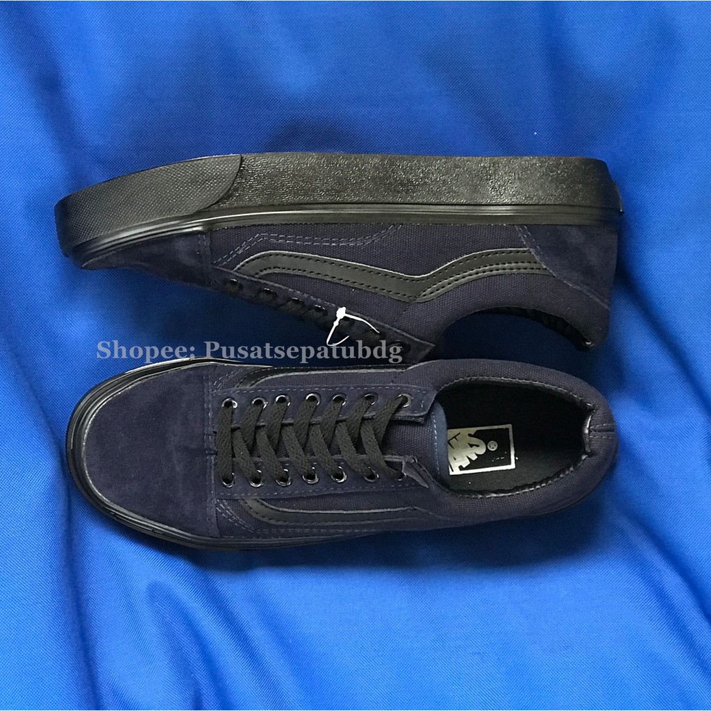 VANS OLDSKOOL NAVY BLACK SOL HITAM