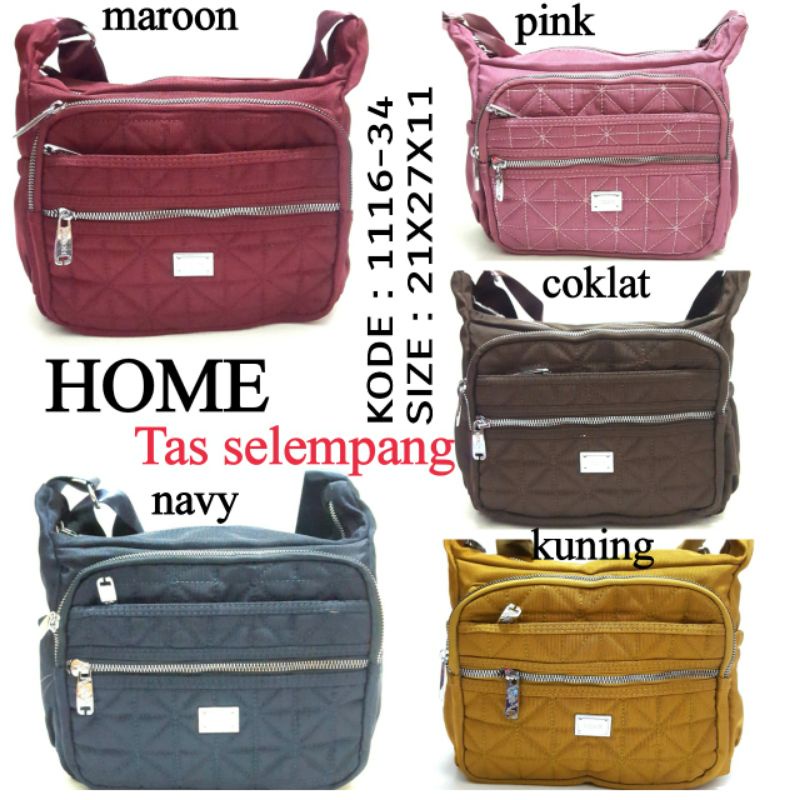 TAS PEREMPUAN SLING BAG HOME 1116-34 WARNA MAROON PINK COKLAT NAVY DAN KUNING TERMURAH