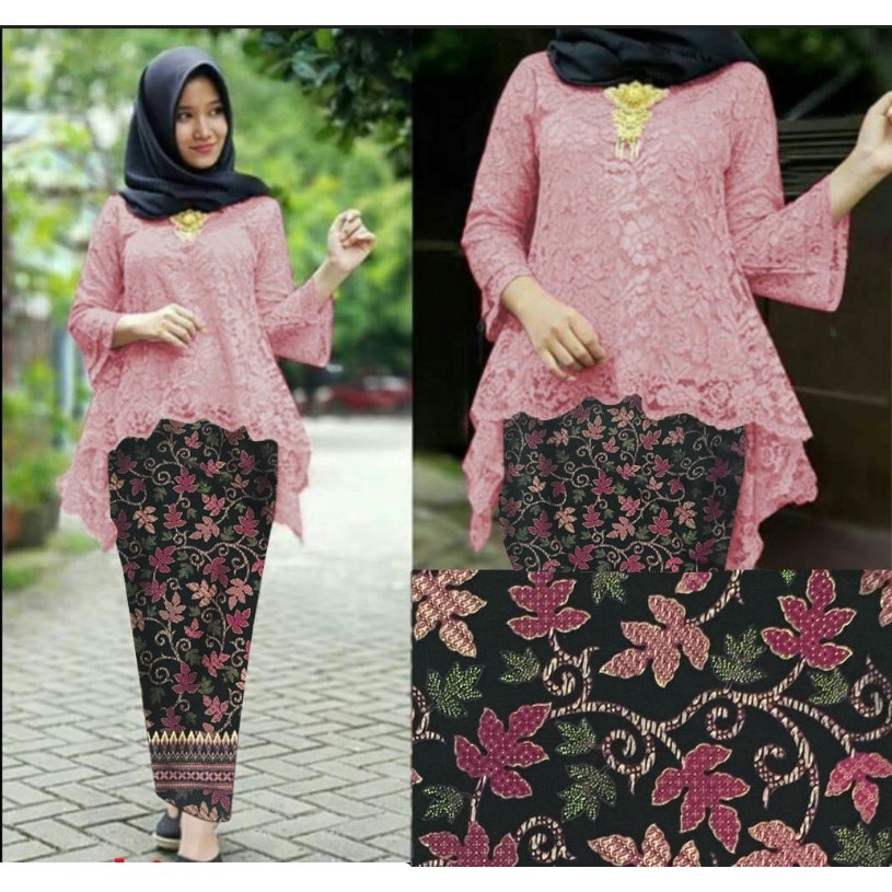 (RealPict) Kebaya Asmara Bians Bianca SETELAN Brukat CORD Tebal &amp; Rok Batik! Dijamin Real Pict !