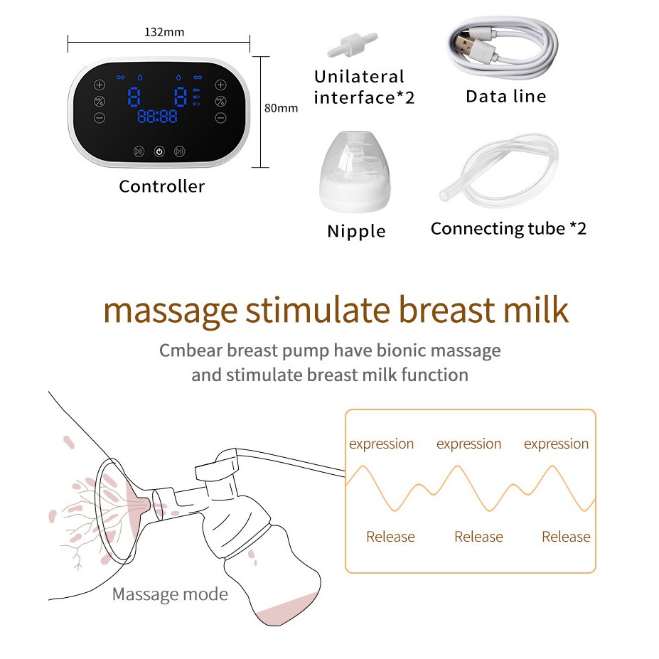 [ Two Motors ] Cmbear Pompa ASI Elektrik Ganda /Double Electric Breast Pump Rechargeable