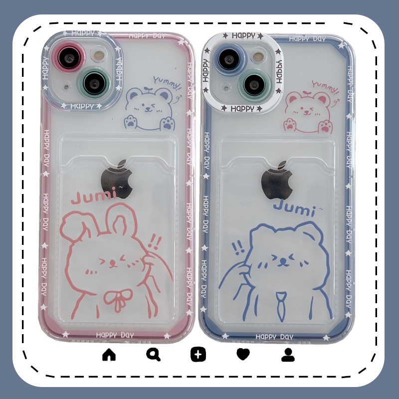 Soft Case Transparan Desain Kelinci Beruang Kecil Untuk Iphone 7 8 Plus X XR XS 11 Pro MAX 12 13 Pro MAX