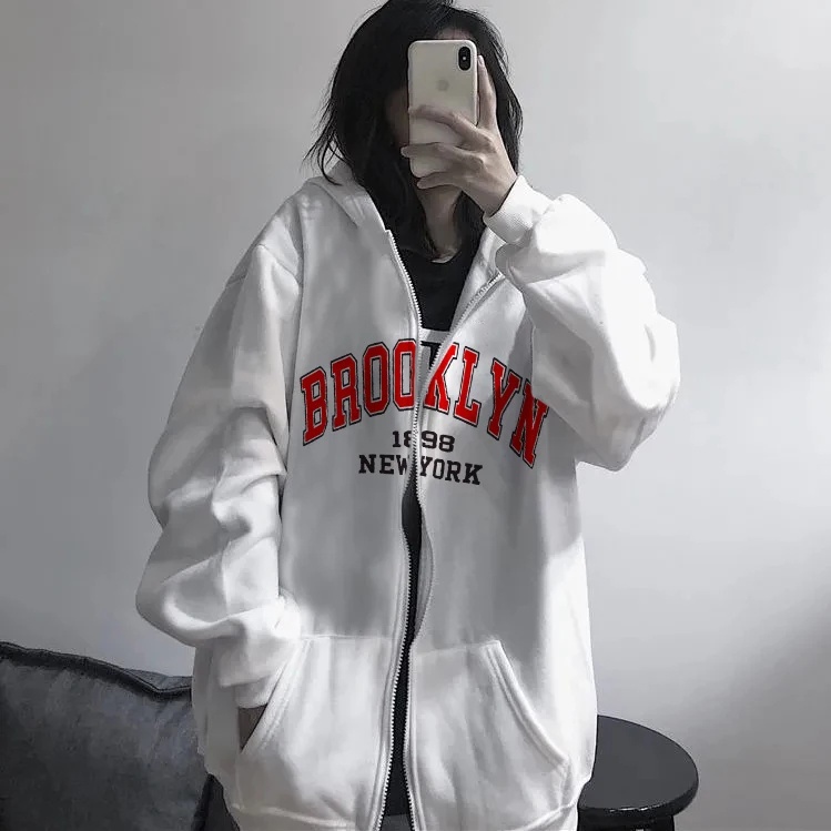 Jaket Hoodie Sweater Jumper Brooklyn 1898 New York Hoodie Zipper Wanita Oversize Polos Hoodie Ziper Wanita Oversize Murah Hodie Zipper Sweater Wanita Korean Style  Hoodie Wanita Oversize Fleece Tebal Sweater Zipper Sleting Hoodie Resleting Wanita Oversize