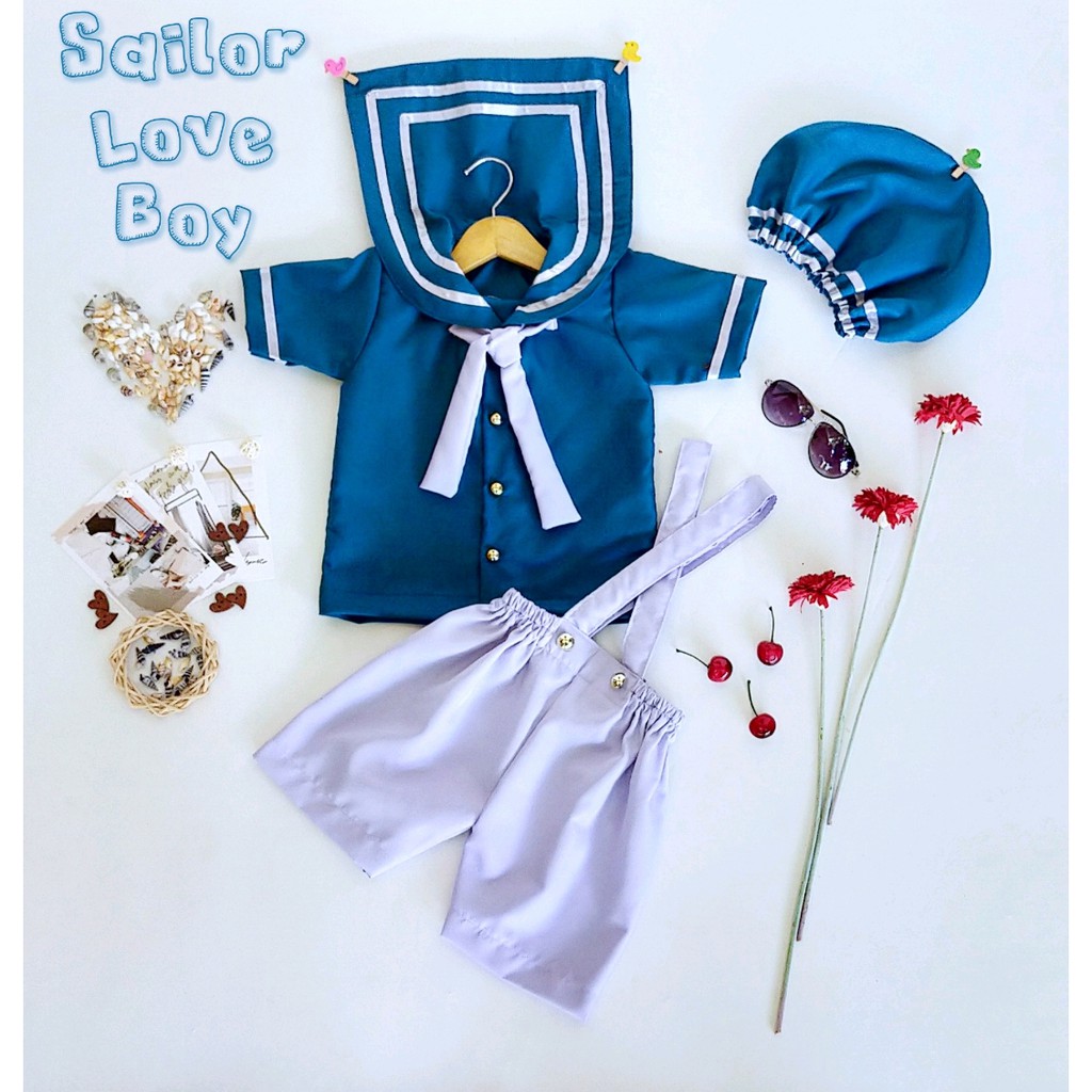 BAJUNIK_PRODUSENBAJUANAK KOSTUM SAILOR LOVE BOY NEWBORN/KOSTUM ANAK/BAJU PELAUT/BAJU PHOTOSHOT/BAJU 