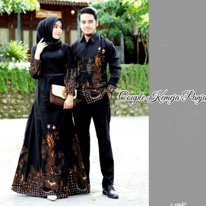 Baju sarimbit batik couple gamis jumbo dan kemeja ld 120 motif naga