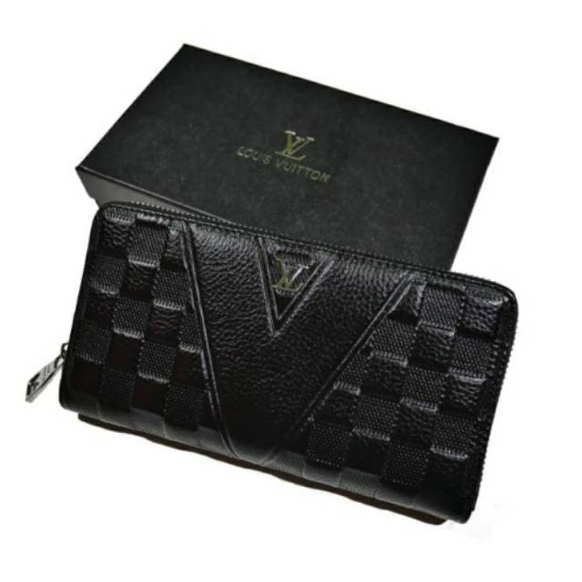 Dompet panjang pria dan wanita kulit asli LV 70112 black mewah