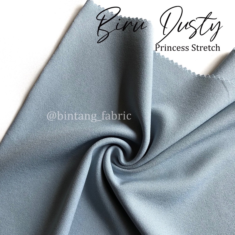 Bahan Kain Princess Stretch Lady Zara 1 meter-Biru Dusty