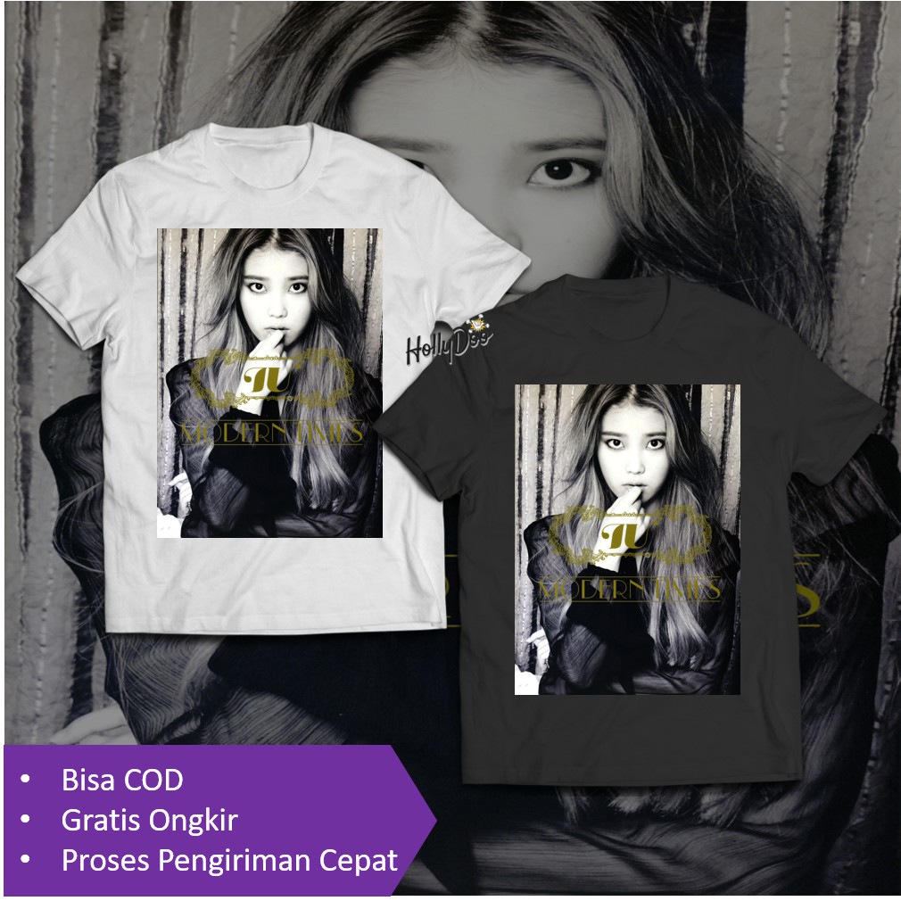 Kaos IU X Modern Times Art Photo T-Shirt Lee Ji-eun