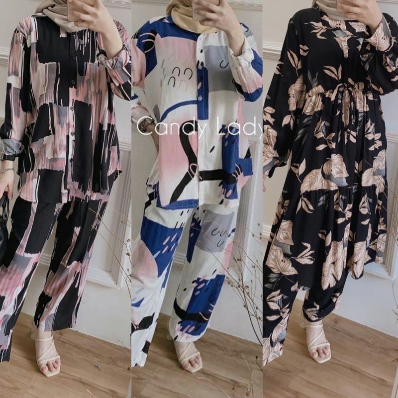PREMIUM SETELAN RAYON BUSUI TERBEST SELLER LESTI ONE SET / NATURE DAILY SET