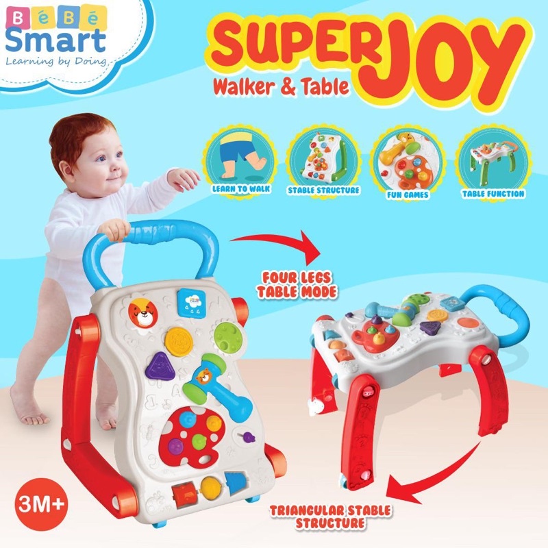 BEBE SMART SUPER JOY PUSH WALKER and TABLE /Mainan dorongan bayi belajar berjalan anak bayi/Bebesmart Baby Push Walker superjoy