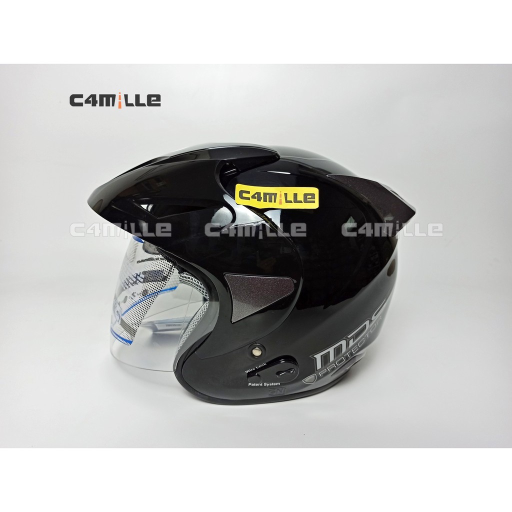  HELM  MDS  PROTECTOR  SOLID BLACK HALF FACE HITAM Shopee 