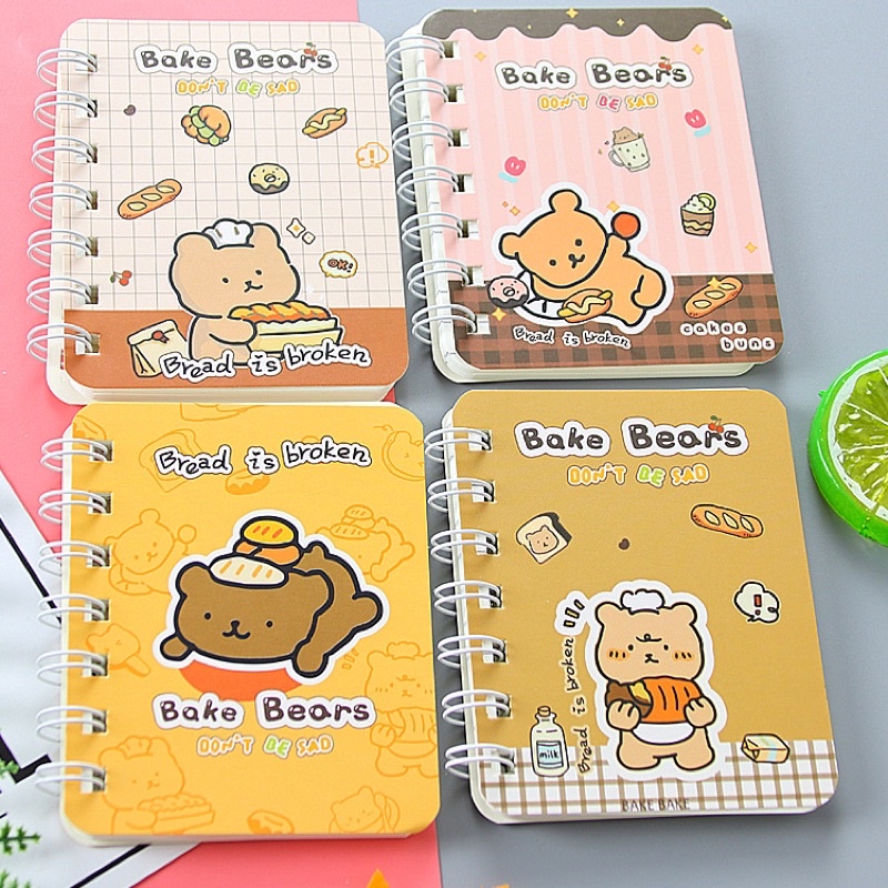 1 pcs Buku / Notebook Mini Ring A7 Motif-Bake bear
