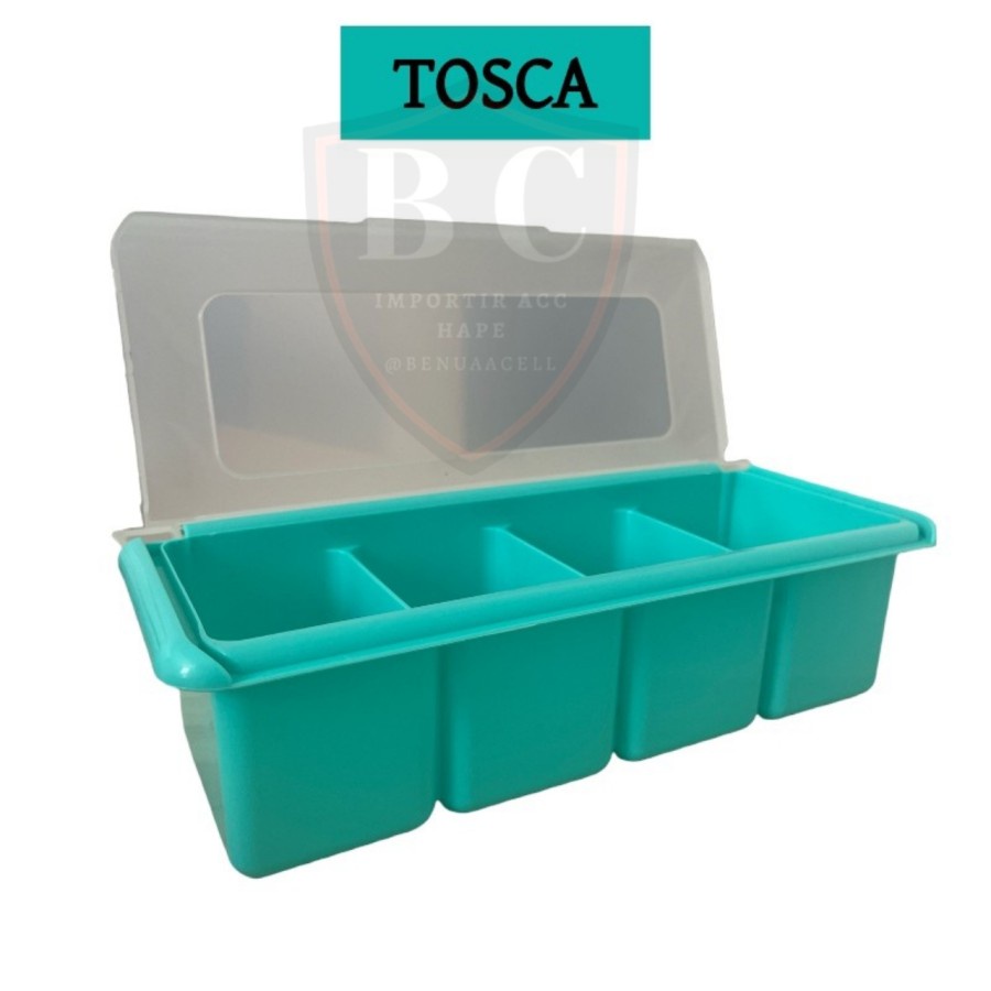 Storage Box Tempat Bumbu Serba Guna Multifungsi 4 Sekat 4in1 White_Cell